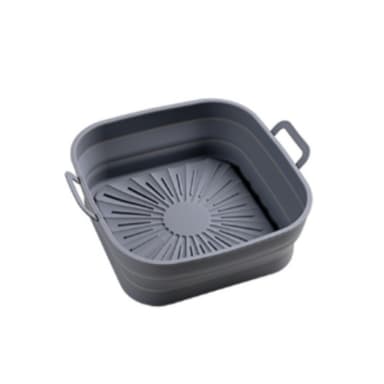 Sammenleggbar firkantet Air Fryer-silikonform 17,5 cm Grå