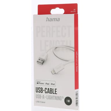 HAMA Ladekabel USB-A till Lightning Hvit 1.0m