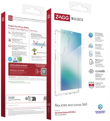 Zagg Flex Curve XTR2 Eco 360 Samsung S23 Ultra deksel og skjermpakke