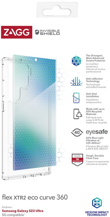 Zagg Flex Curve XTR2 Eco 360 Samsung S23 Ultra deksel og skjermpakke
