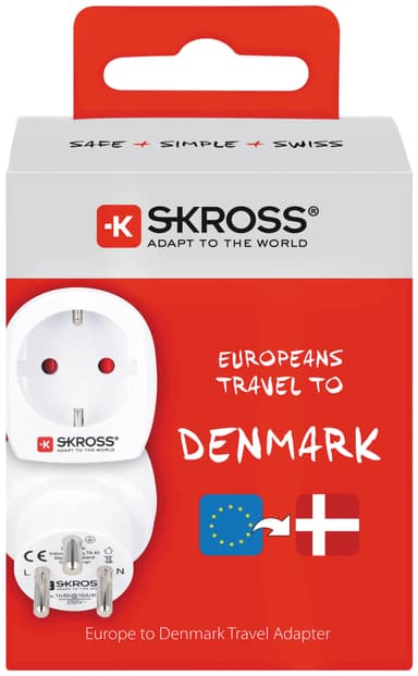 Skross Europa til Danmark plug reiseadapter 1.500232-E