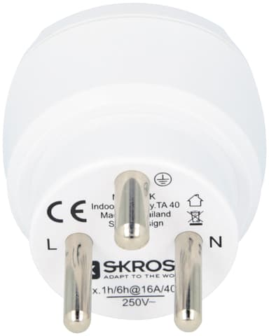 Skross Europa til Danmark plug reiseadapter 1.500232-E