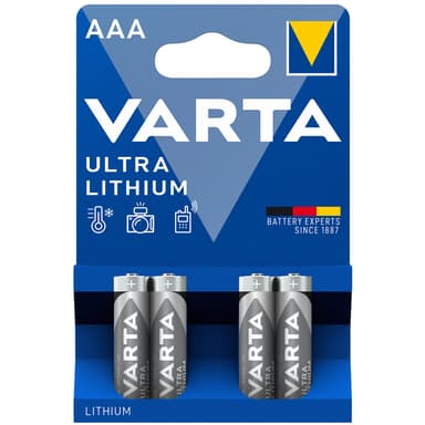 Varta Ultra Lithium AAA / LR03 batteri 4-pakning