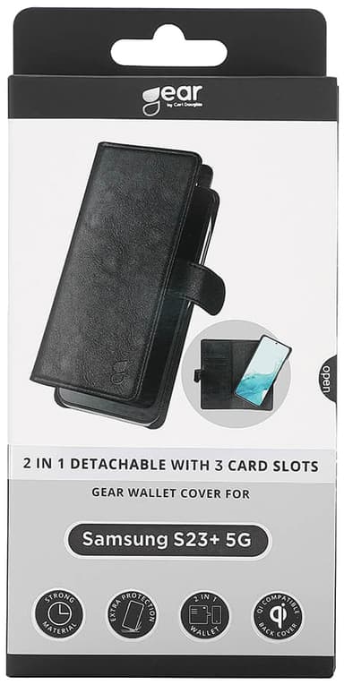 Gear Samsung Galaxy S23+ 2i1 lommebokdeksel (sort)