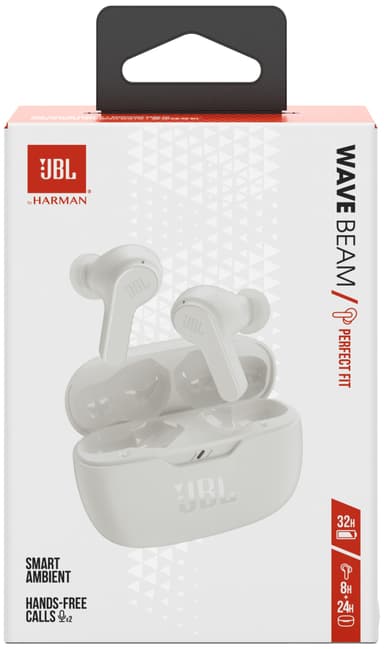 JBL Wave Beam helt trådløse in-ear hodetelefoner (hvit)
