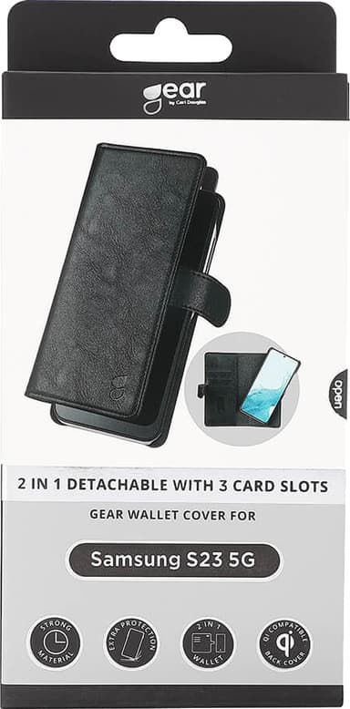Gear Samsung Galaxy S23 2i1 lommebokdeksel (sort)