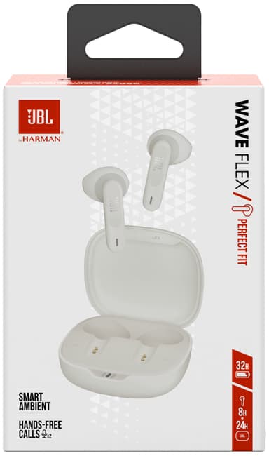 JBL Wave Flex helt trådløse in-ear hodetelefoner (hvit)