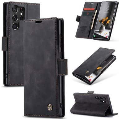 CaseMe Smart Magnet Flipdeksel Samsung Galaxy S23 Ultra - Sort