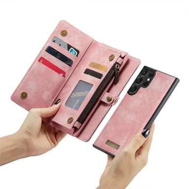 Multi Wallet CaseMe 11-kort Samsung Galaxy S23 Ultra - Rosa