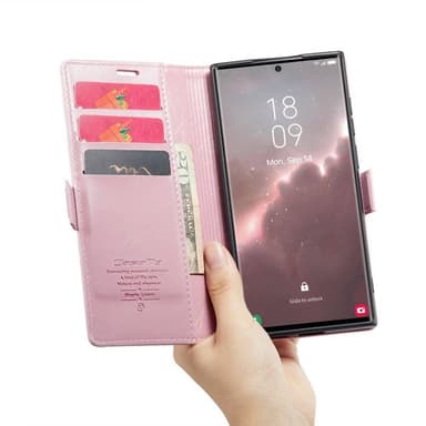 CaseMe Lommebok 3-kort Samsung Galaxy S23 Ultra - Lyserosa