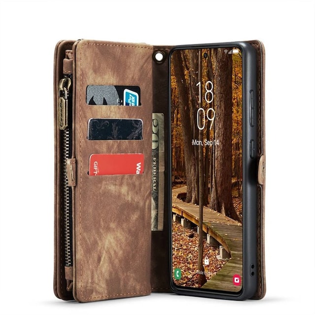 Multi Wallet CaseMe 11-kort Samsung Galaxy S23 Plus - Brun
