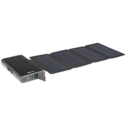 25.000 mAh Solar 4-panel Powerbank, svart
