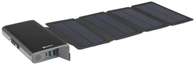 25.000 mAh Solar 4-panel Powerbank, svart