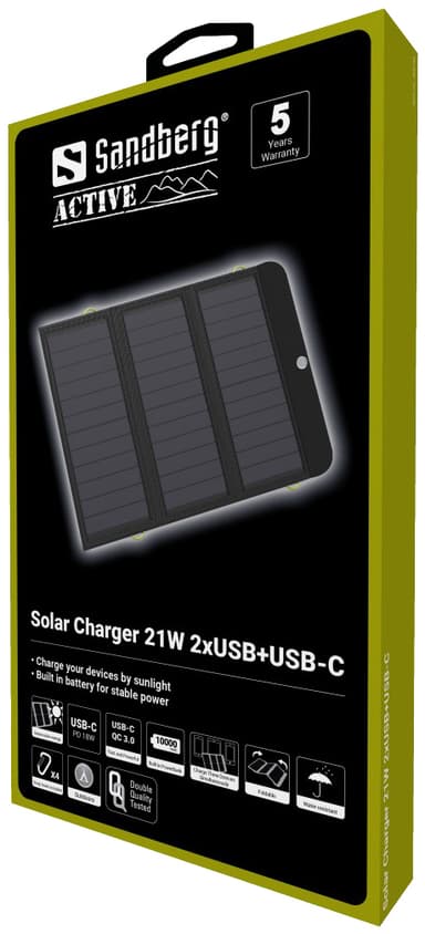 Sandberg Solar 3-panel lader med powerbank