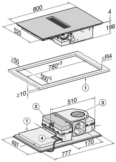 Miele platetopp med integrert ventilator KMDA 7473 FL-U