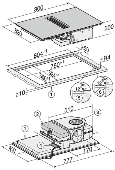 Miele platetopp med integrert ventilator KMDA 7272 FL-U