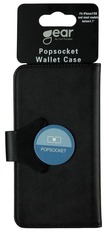 Gear iPhone 6/6S/7 PopSocket lommebokdeksel (sort)