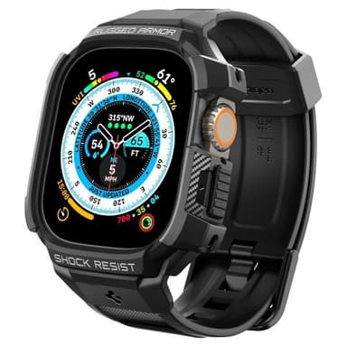 Spigen Apple Watch Ultra Deksel Armbånd Rugged Armor Pro Svart