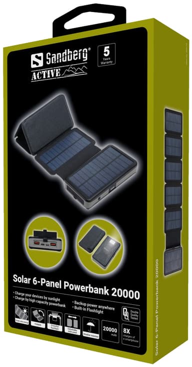 Sandberg Solar 6-panel lader med powerbank