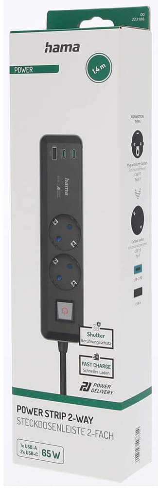 Hama 2-veis grenuttak med USB-lading