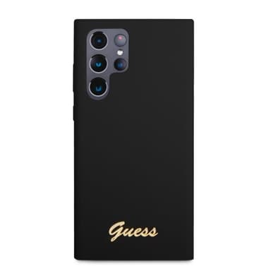 Guess Samsung Galaxy S23 Ultra Deksel Liquid Silicone Metal Logo Svart