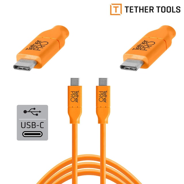 TetherPro USB-C til USB-C 4.6 m Orange