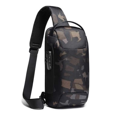Anti-tyveri lås messenger bag Flerfarget