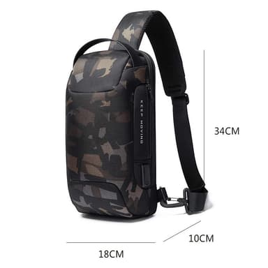 Anti-tyveri lås messenger bag Flerfarget