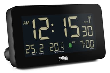 Braun digital vekkerklokke radiostyrt sort temperatur/dato BC10B-DCF