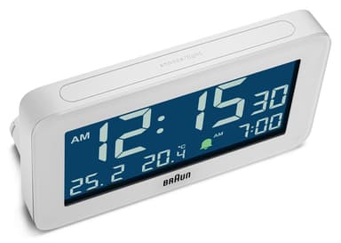 Braun digital vekkerklokke hvit temperatur/dato BC10W