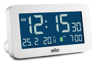 Braun digital vekkerklokke hvit temperatur/dato BC10W