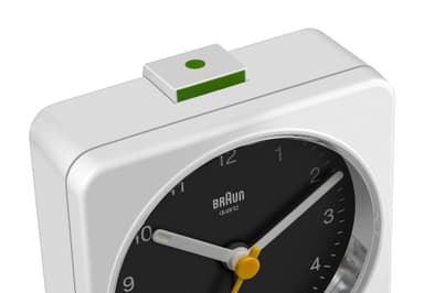 Braun firkantet vekkerklokke stillegående BC03WB