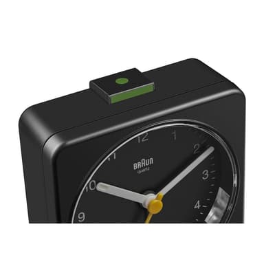 Braun firkantet vekkerklokke stillegående sort BC03B