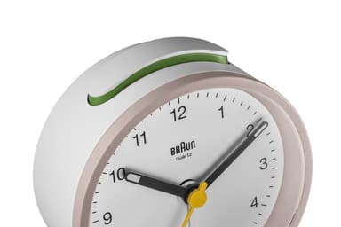 Braun rund stillegående vekkerklokke hvit/rosa BC12PW
