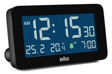 Braun digital vekkerklokke sort temperatur/dato BC10B
