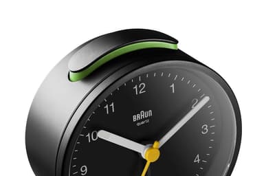 Braun rund stillegående vekkerklokke sort BC12B