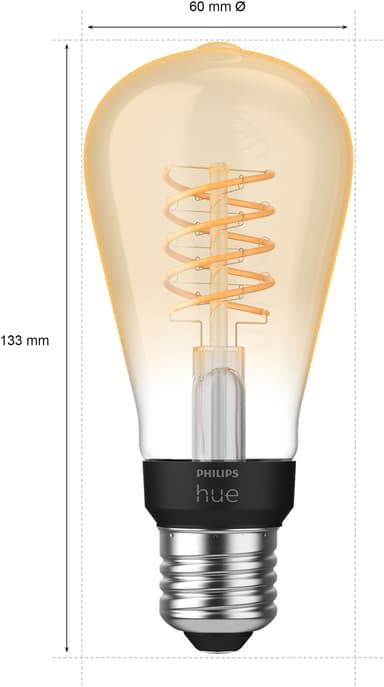 Philips Hue W lyspære 7,2W Filament ST64 E27