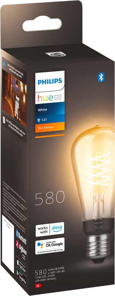 Philips Hue W lyspære 7,2W Filament ST64 E27