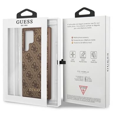 Guess Hardcase 4G metal gold logo Samsung Galaxy S23 Ultra - Brun