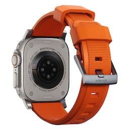 NOMAD Apple Watch 42/44/45mm/Apple Watch Ultra Armbånd Rugged Band Ultra Orange Silver