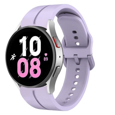Klokkebånd silikon Lilla 20 mm Samsung Galaxy Watch 4 40 44mm/4 Classic 46 42 mm 2021, Garmin Vivoactive 3 Music/Forerunner 645/245 Music/Venu/Venu Sq, Amazfit GTS/GTR 42mm