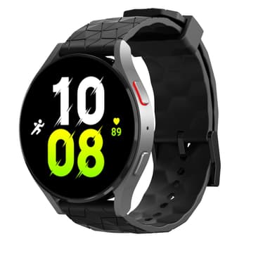 Fotball mønster klokkerem silikon Sort 20 mm Samsung Galaxy Watch 4 40 44mm/4 Classic 46 42 mm 2021, Garmin Vivoactive 3 Music/Forerunner 645/245 Music/Venu/Venu Sq, Amazfit GTS/GTR 42mm