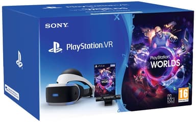 PlayStation VR-headset + PS4-kamera og VR Worlds