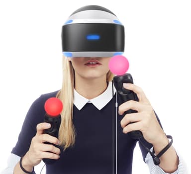 PlayStation VR-headset + PS4-kamera og VR Worlds