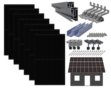 Solcellepakke  6kW All Black med festemateriell