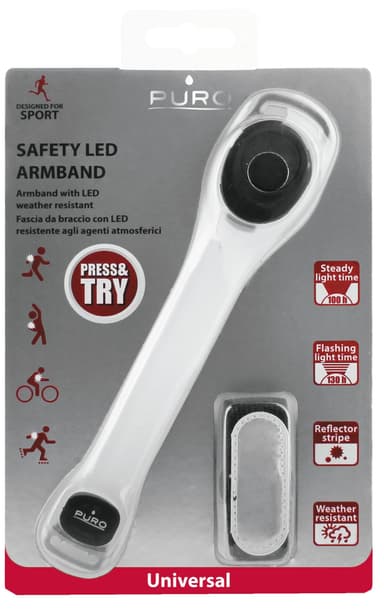 Puro Universal mobilarmbånd m/LED-lys (rød)