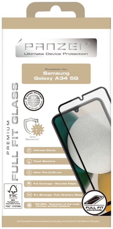Panzer Full-Fit skjermbeskytter Samsung Galaxy A34 (sort)