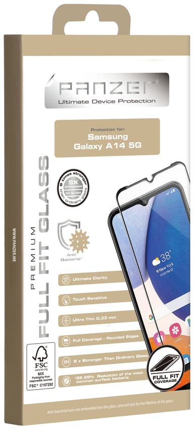 Panzer Full-Fit skjermbeskytter Samsung Galaxy A14 (sort)