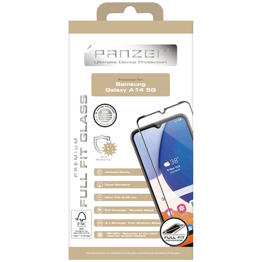Panzer Full-Fit skjermbeskytter Samsung Galaxy A14 (sort)
