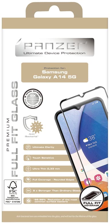 Panzer Full-Fit skjermbeskytter Samsung Galaxy A14 (sort)